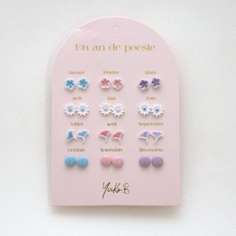 Yuko-B Kids Ceramic Stud Earrings Set – Pastel Mix (12 Pairs)
