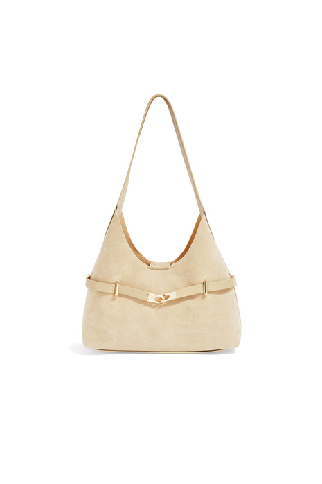 Minimal Khaki Suede Shoulder Bag