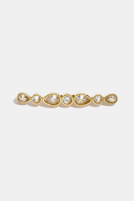Golden Droplet Crystal Brooch in gold-tone stainless steel