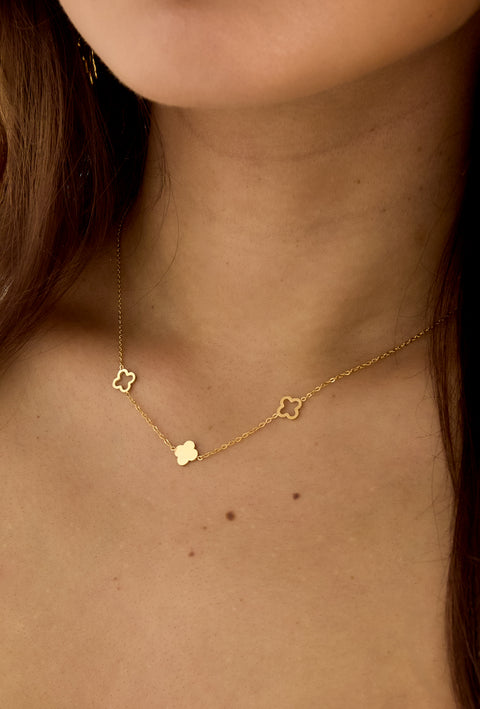 Necklace clovers  Gold Color Stainless Steel