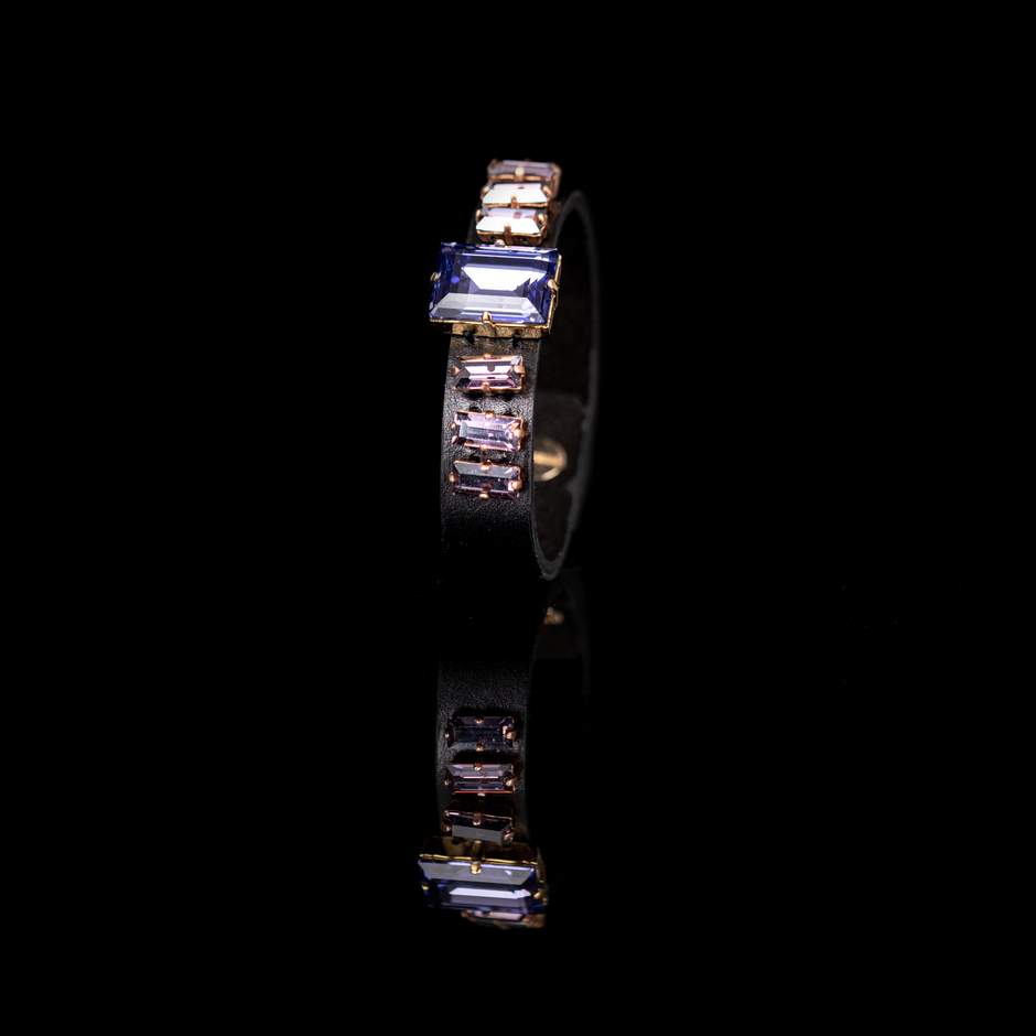 Midnight Amethyst Crystal Leather Cuff by The Dark Atelier