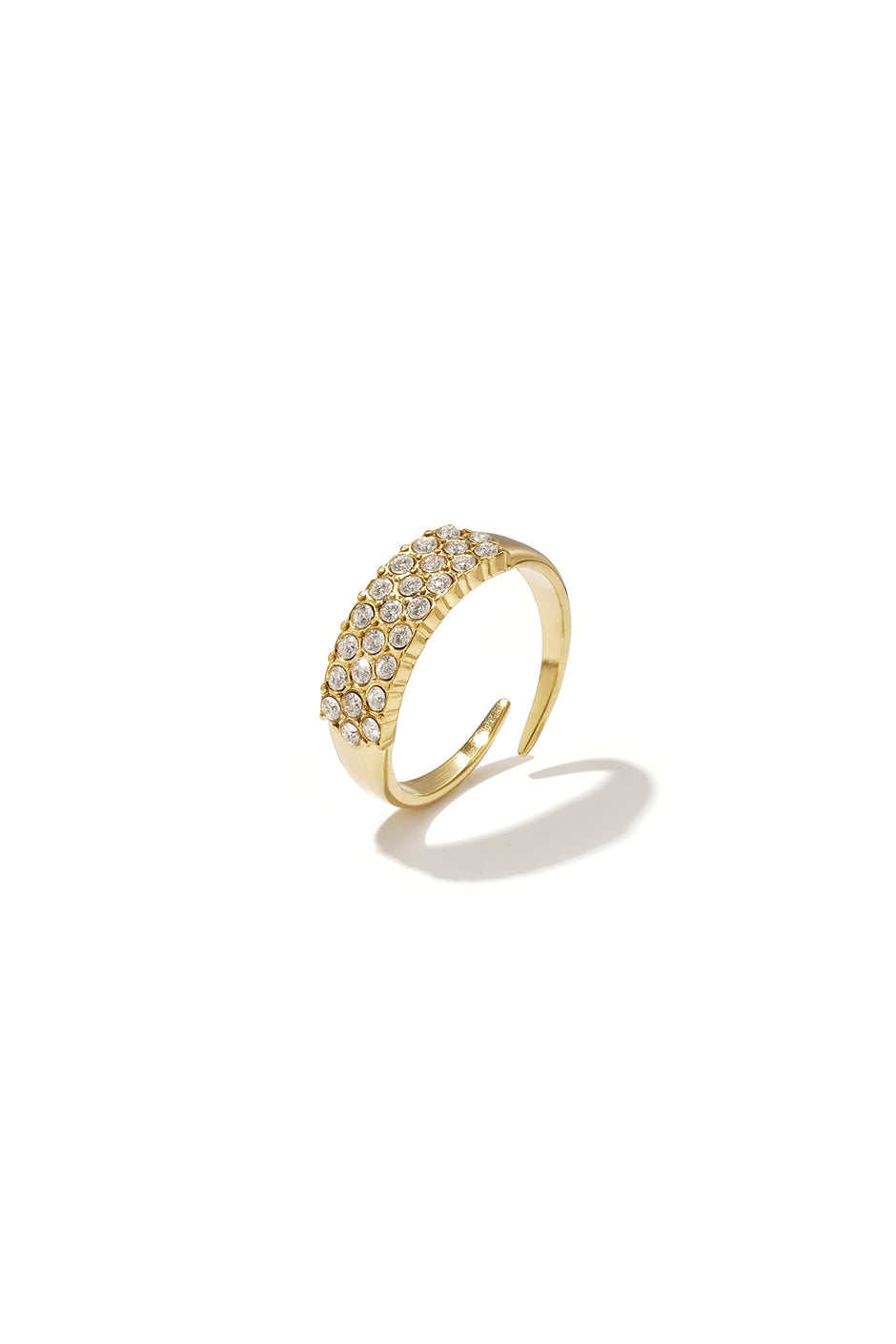 Adjustable statement ring with rhinestones