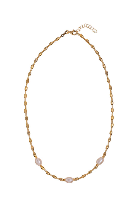 Gold-Plated Beaded Necklace with Freshwater Pearls