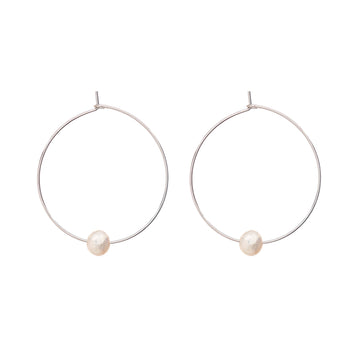 Sterling Silver Hoop Earrings with Freshwater Pearls