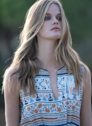 SYMI Sleeveless Top – Patania-Inspired Print in Viscose Tencel