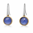 Blue Agate & Quartz Silver 925 Earrings with Gold Plated Bezel