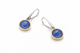 Blue Agate & Quartz Silver 925 Earrings with Gold Plated Bezel