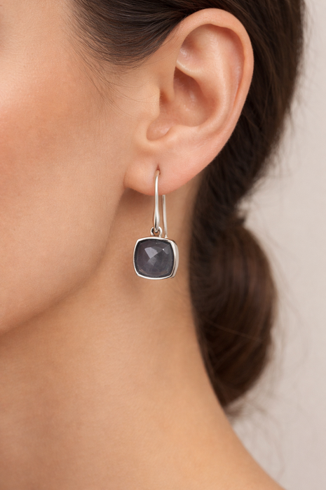 Hematite & Quartz Silver 925 Drop Earrings