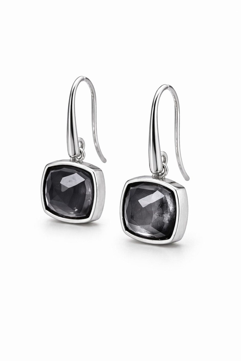 Hematite & Quartz Silver 925 Drop Earrings