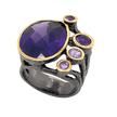 Sterling Silver Ring with Amethyst and Black Rhodium Accents