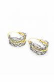 Woven Two-Tone Zircon Hoop Earrings