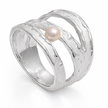 Sterling Silver Openwork Ring with Natural Pearl