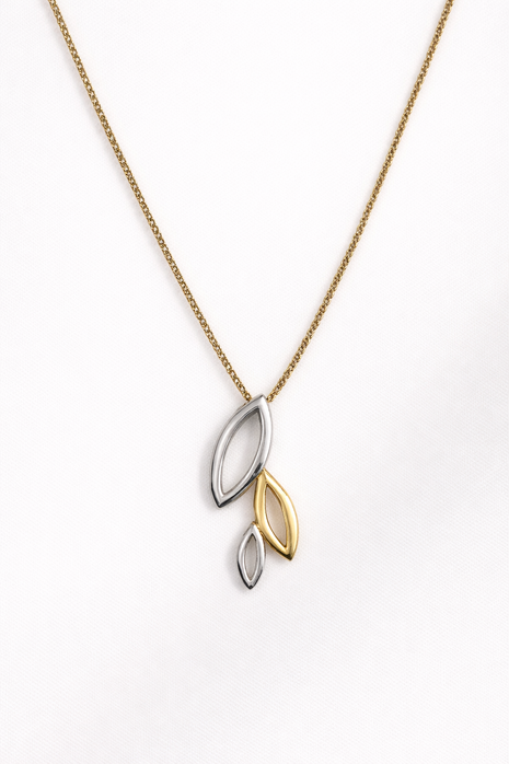 Findings Leaf Silver Necklace with Gold Plating