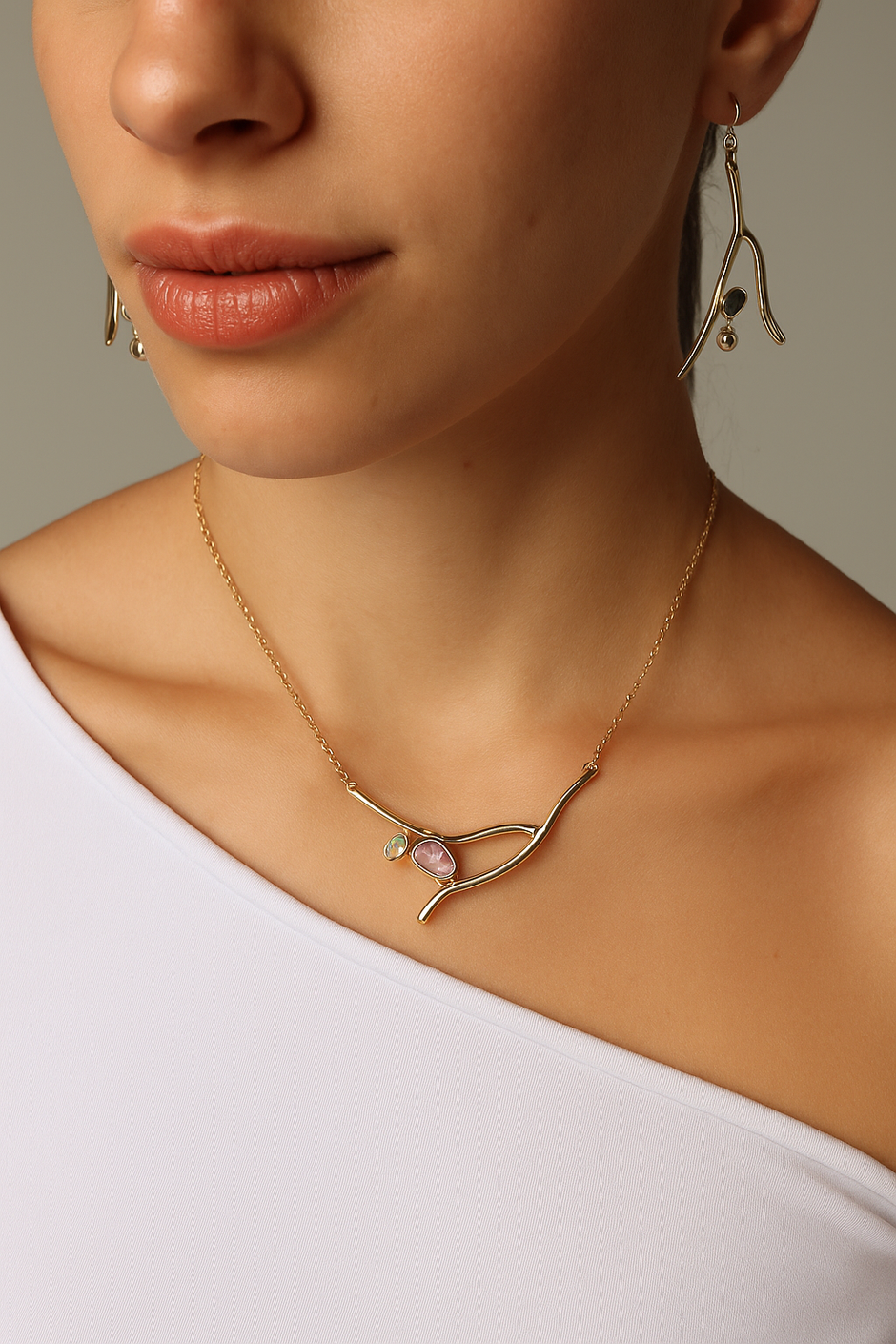 Flow Sculptural Resin and Crystal Necklace