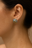 Sterling Silver Stud Earrings with Blue Topaz Trio