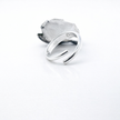 Aquamarine Raw Stone Silver 925 Adjustable Ring with Black Rhodium