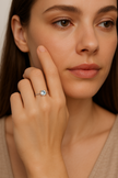 Sterling Silver Chain Ring with Aquamarine