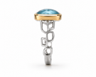 Quartz & Aquamarine Silver 925 Ring