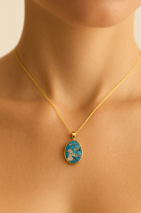 Gold Vermeil Pendant Necklace with Turquoise-Opal