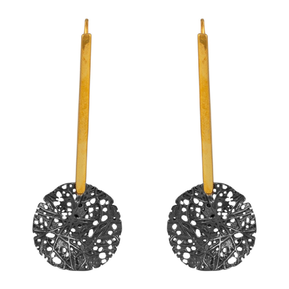 Handmade 925 Sterling Silver Earrings with Black and Gold Plating