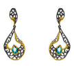 Sterling silver openwork teardrop earrings with Swiss Blue Topaz, handmade in Greece

