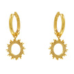 Sterling Silver Hoop Earrings with Gold-Plated Sunburst Charms