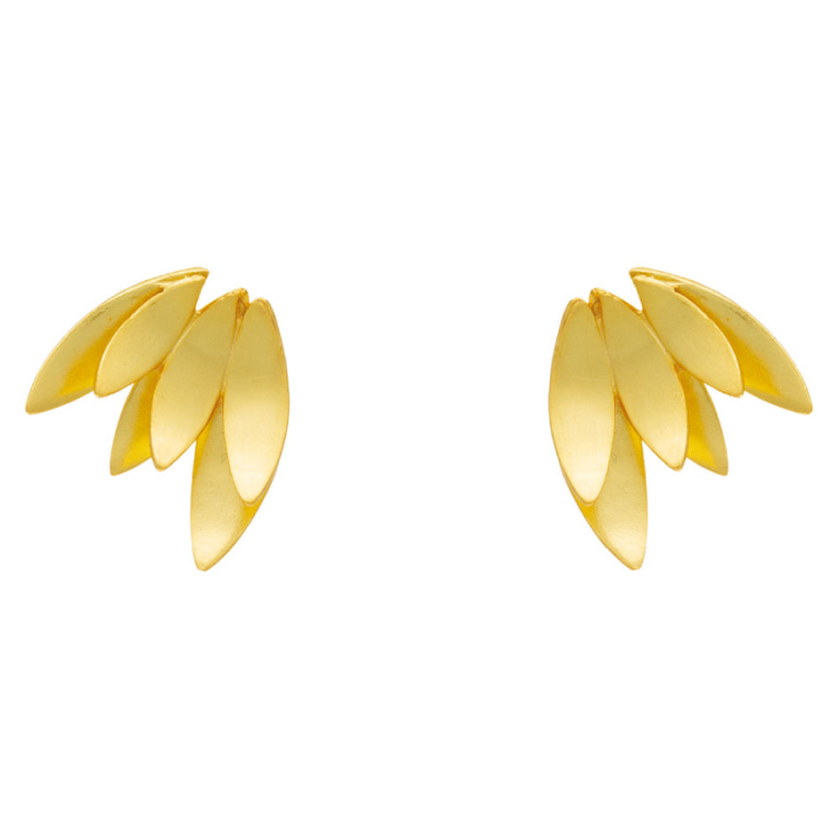 Sterling Silver Wing-Inspired Earrings with Gold Plating