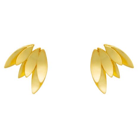 Sterling Silver Wing-Inspired Earrings with Gold Plating