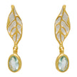 Sterling Silver Leaf Earrings with Swiss Blue Topaz