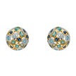 “Sterling silver sphere earrings with triple blue topaz gemstones”