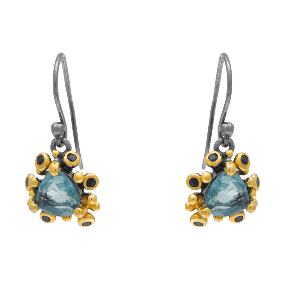Sterling Silver Drop Earrings with Swiss and London Blue Topaz