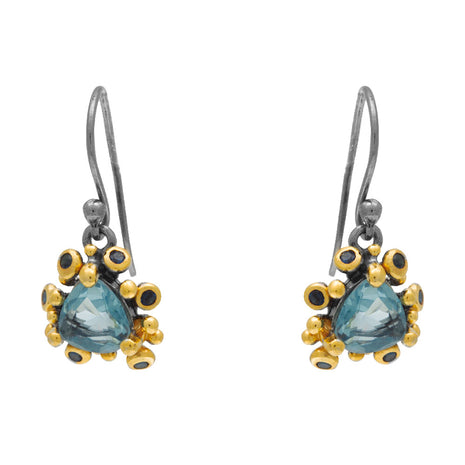Sterling Silver Drop Earrings with Swiss and London Blue Topaz