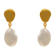Sterling Silver Stud Earrings with Gold Plating and Baroque Pearl