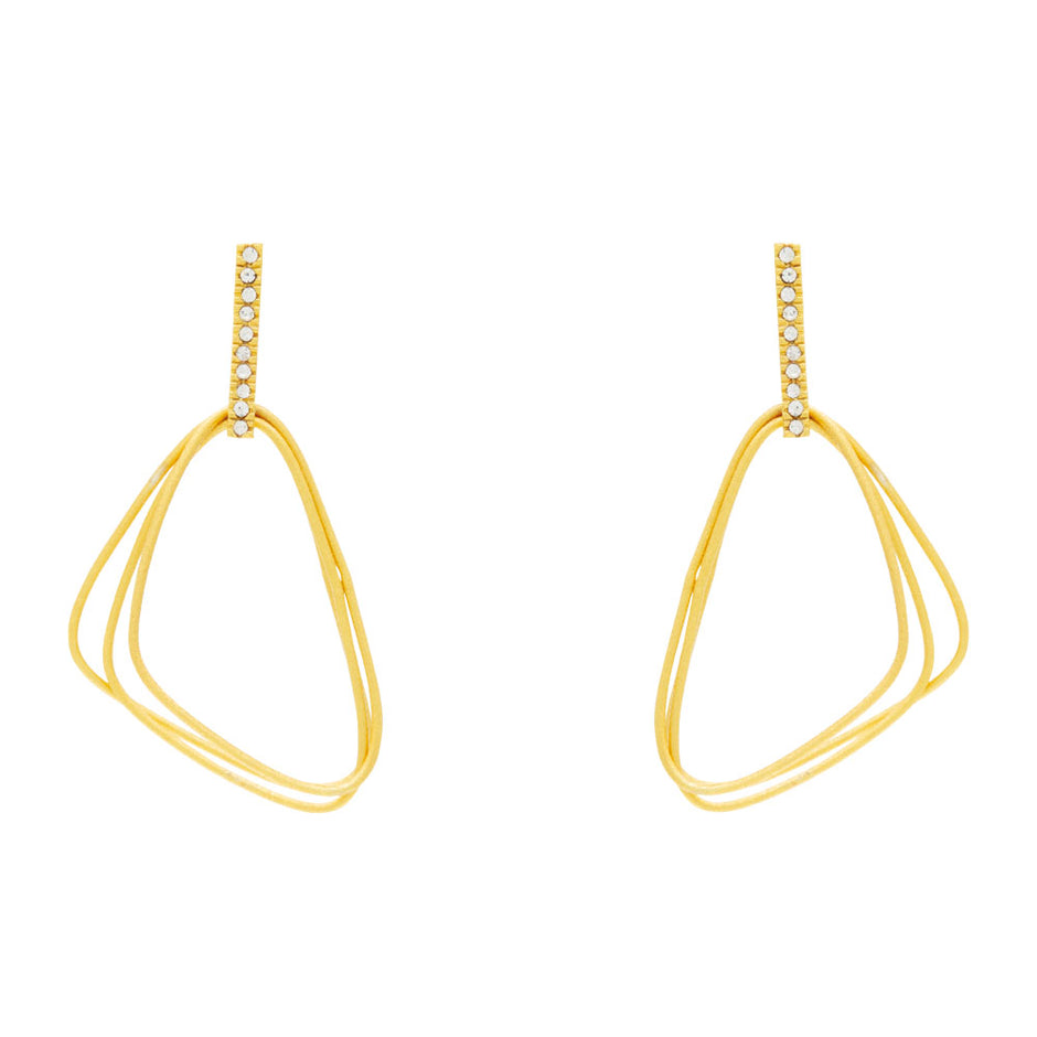 Sterling Silver Triple-Loop Earrings with White Zircon