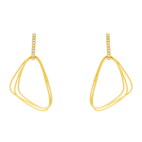 Sterling Silver Triple-Loop Earrings with White Zircon