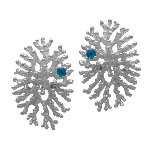 Sterling Silver Coral-Inspired Earrings with London Blue Topaz