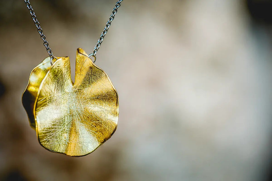 Sterling Silver Leaf-Inspired Pendant Necklace with Gold Plating