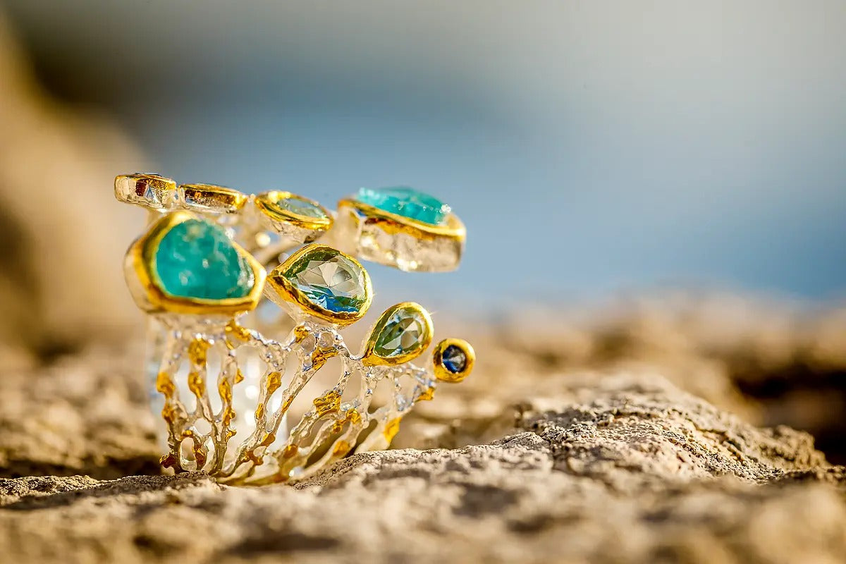 Handmade Sterling Silver & Gold-Plated Blue Topaz Ring