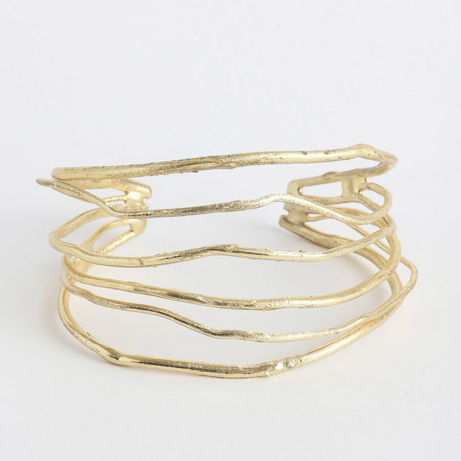 Simple Twig Sculptural Bronze Cuff Bracelet