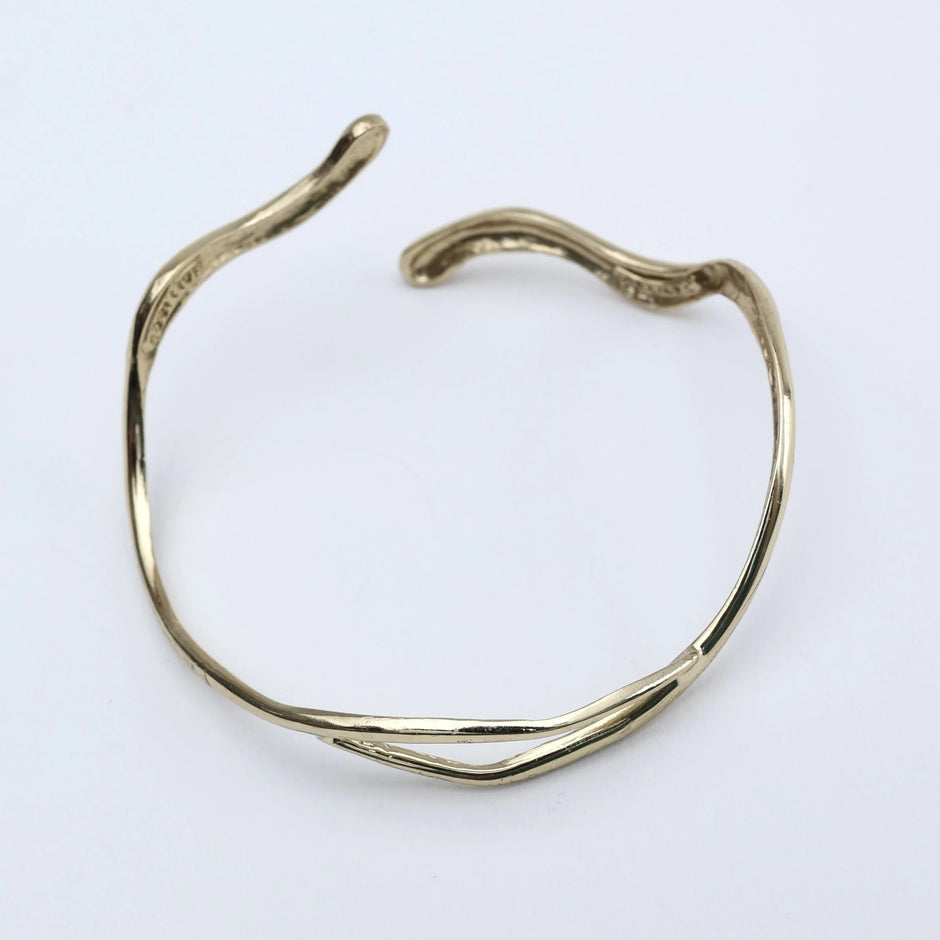 Snaky Minimalist Sculptural Gold-Finish Bracelet