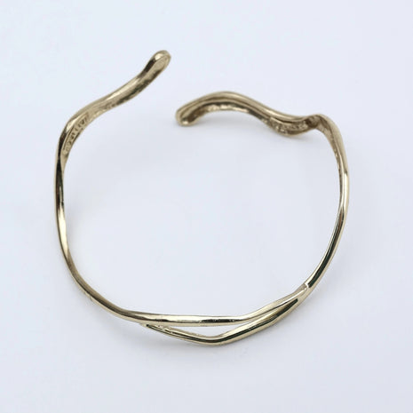 Snaky Minimalist Sculptural Gold-Finish Bracelet