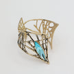 Twinkle Dark Openwork Bronze Cuff Bracelet with Aqua Bohemica Crystal