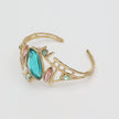 Sculptural Bronze Cuff Bracelet with Aqua & Violet Resin