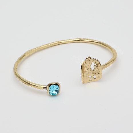 Bronze Open Cuff Bracelet with Faceted Crystal