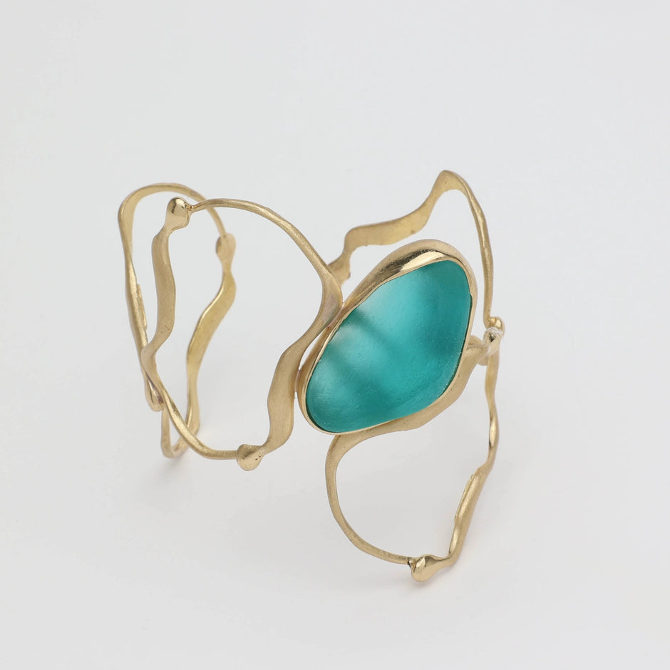 Oceantear Sculptural Wave Bronze Cuff
