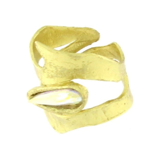 Bronze Statement Ring with Aurora Borealis Crystal