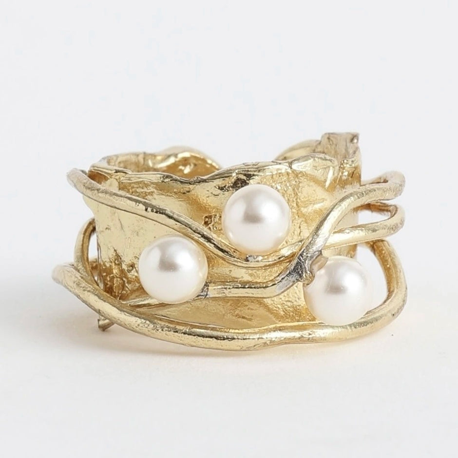 Kahlua Ring — Bronze with Creamrose Light Pearls