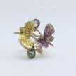 Bronze Butterfly Ring with Enamel and Crystal Accents