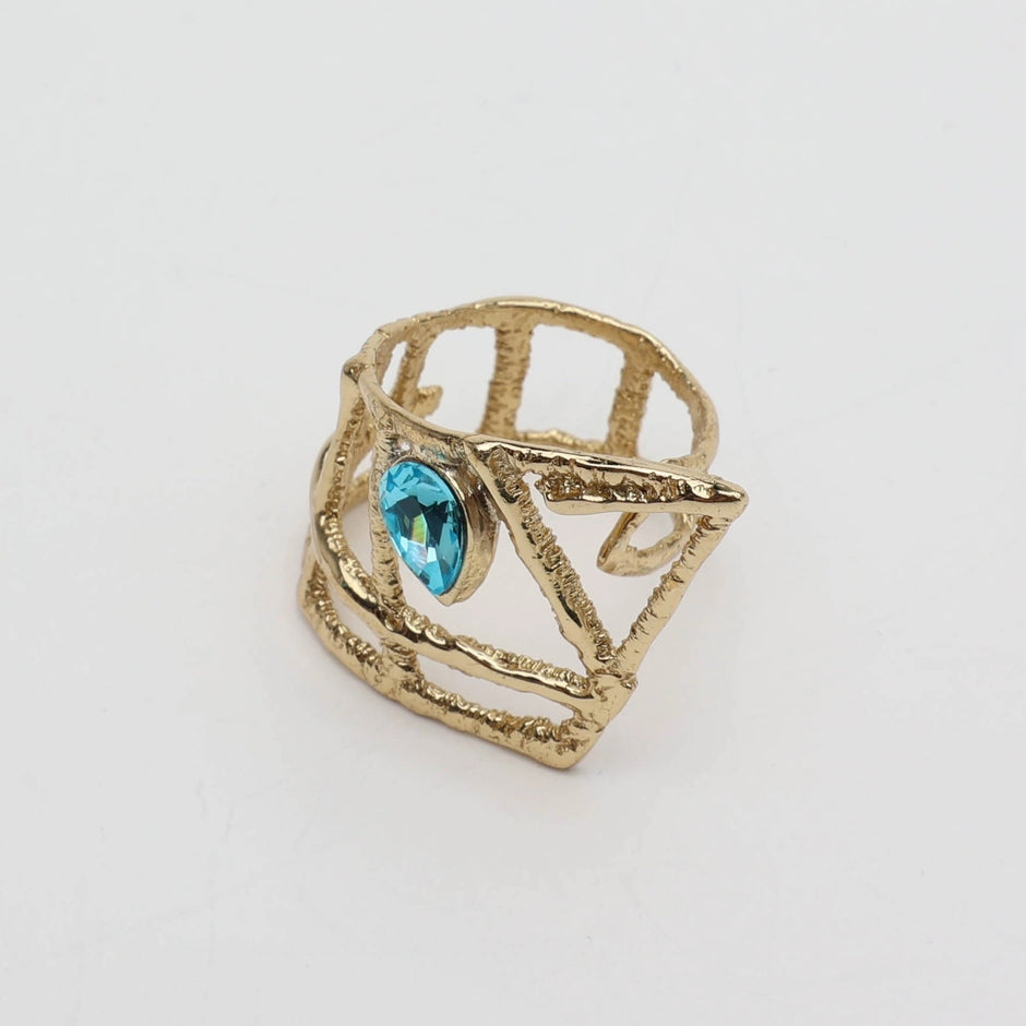 Bead Sculptural Lattice Ring