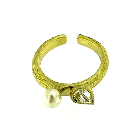 Stacy Bronze Stud Earrings with Natural Pearl